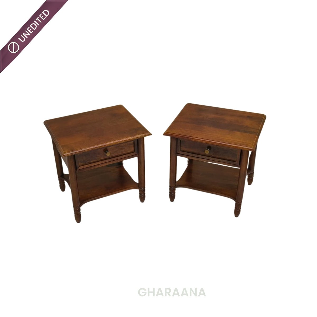 Lavanya Wooden Bedside Table - Bedsides - Gharaana