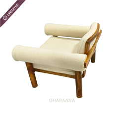Casa Wooden Plush Armchair - Armchairs - Gharaana