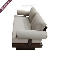 Swiss 2-Seater Wooden Plush Sofa - Armchairs - Gharaana