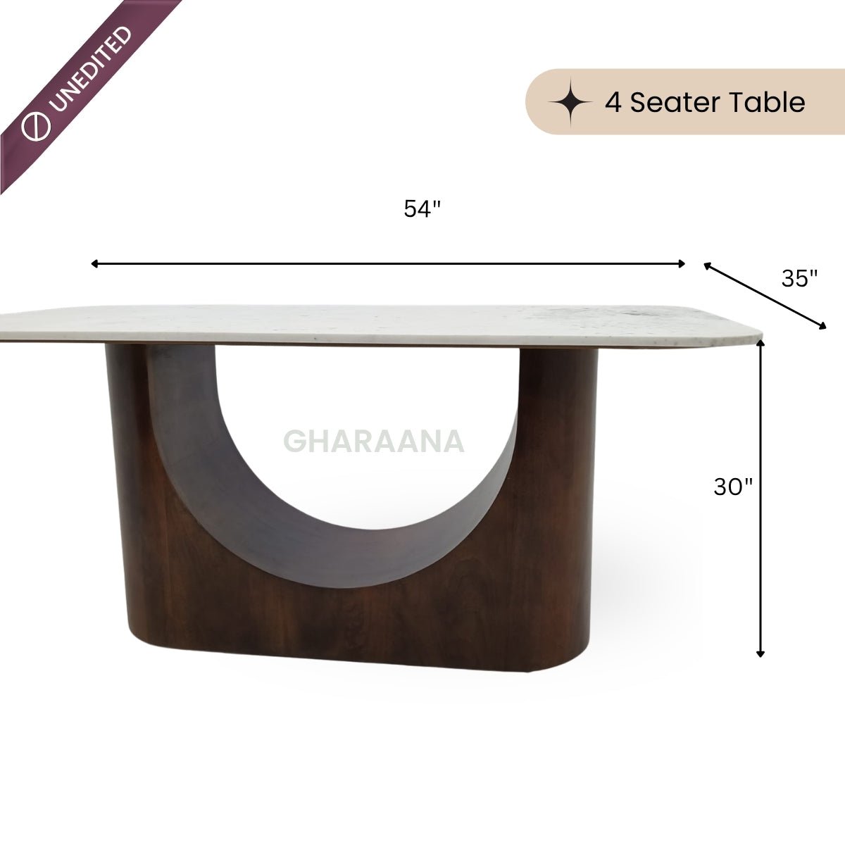 Bruno Marble-Top Wooden Dining Table Set - Dining Set - Gharaana