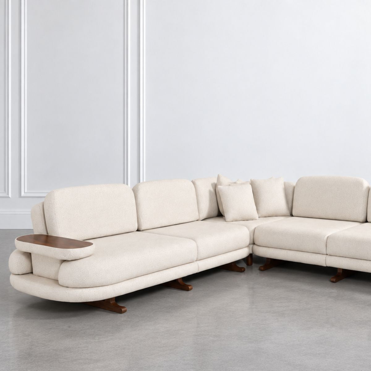 Monarch Wooden Upholstered L-Shaped Sofa Set (Left Aligment) - Sofas - Gharaana