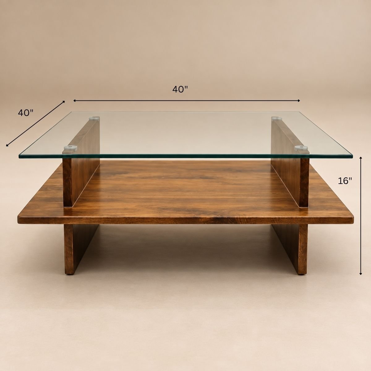 Bella Glass Top Solid Wood Center Table - Centre Tables - Gharaana