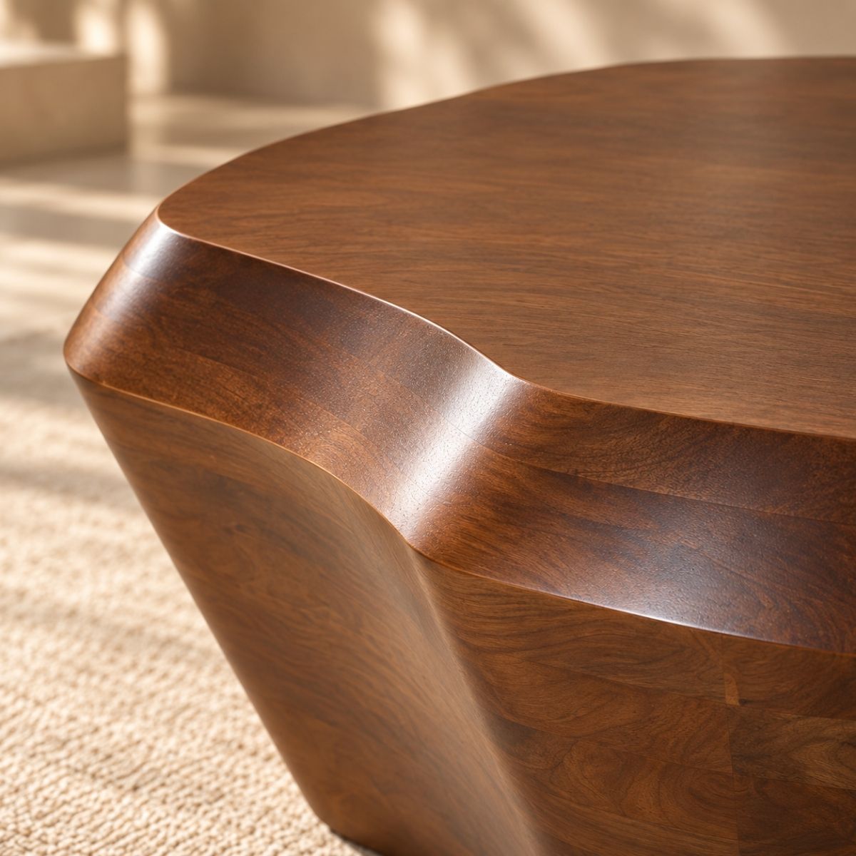 Fluid Modern Solid Wood Coffee Table - Centre Tables - Gharaana
