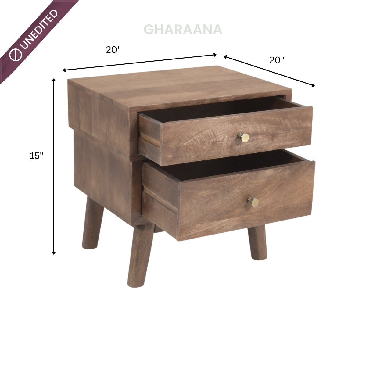 Harvey 100% Solid Wood Leatherette Bed with Bedside Tables - Beds - Gharaana