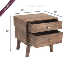 Harvey 100% Solid Wood Leatherette Bed with Bedside Tables - Beds - Gharaana