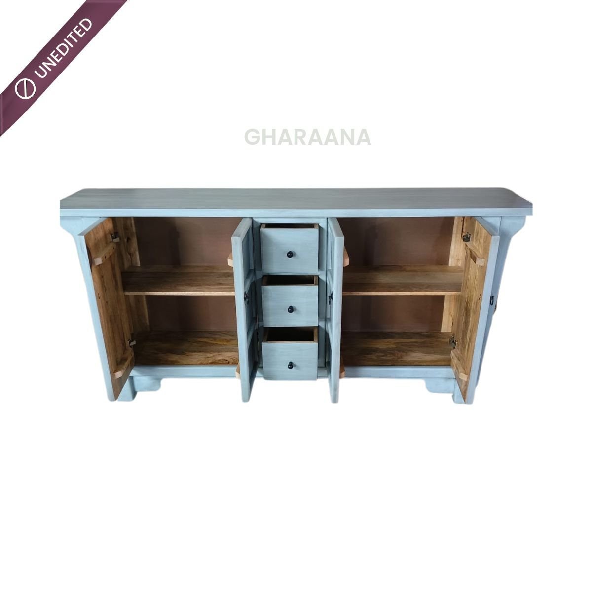 Melange Wooden 6FT Console - Credenza Hutches - Gharaana