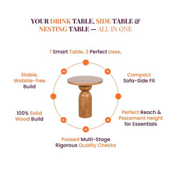 Dove Wooden Side Table - Side Tables - Gharaana