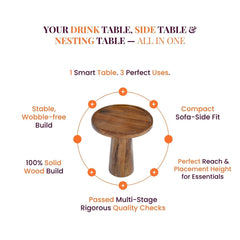 Spectra Wooden Side Table - Side Tables - Gharaana