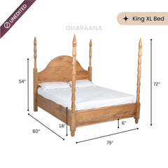 Anaya 100% Solid Wood Poster Bed - Beds - Gharaana