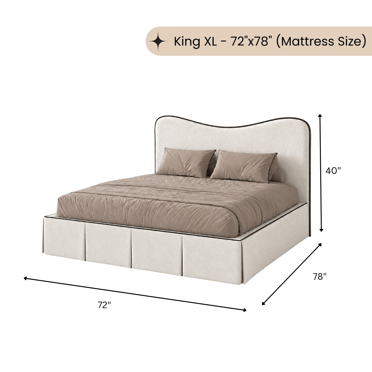 Nova 100% Solid Wood Upholstered Bed