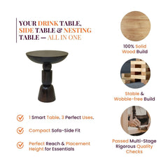 Somany Wooden Side Table - Side Tables - Gharaana