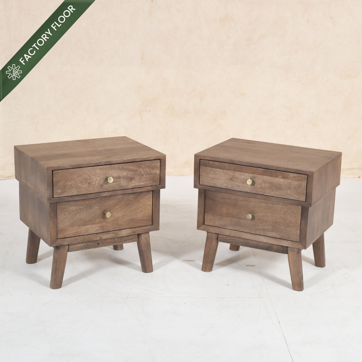 Harvey 100% Solid Wood Leatherette Bed with Bedside Tables - Beds - Gharaana