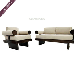 Swiss Wooden Plush Sofa - Armchairs - Gharaana