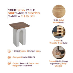 Vaayu Wooden Side Table - Side Tables - Gharaana