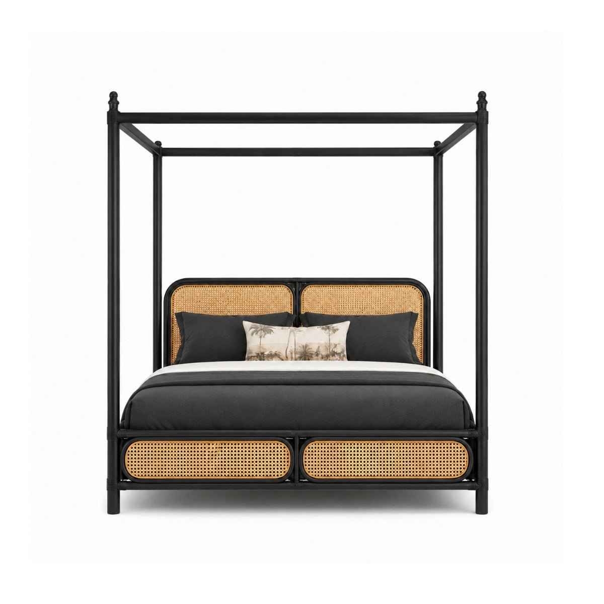 Pitalia 100% Solid Wood Cane Poster Bed - Beds - Gharaana