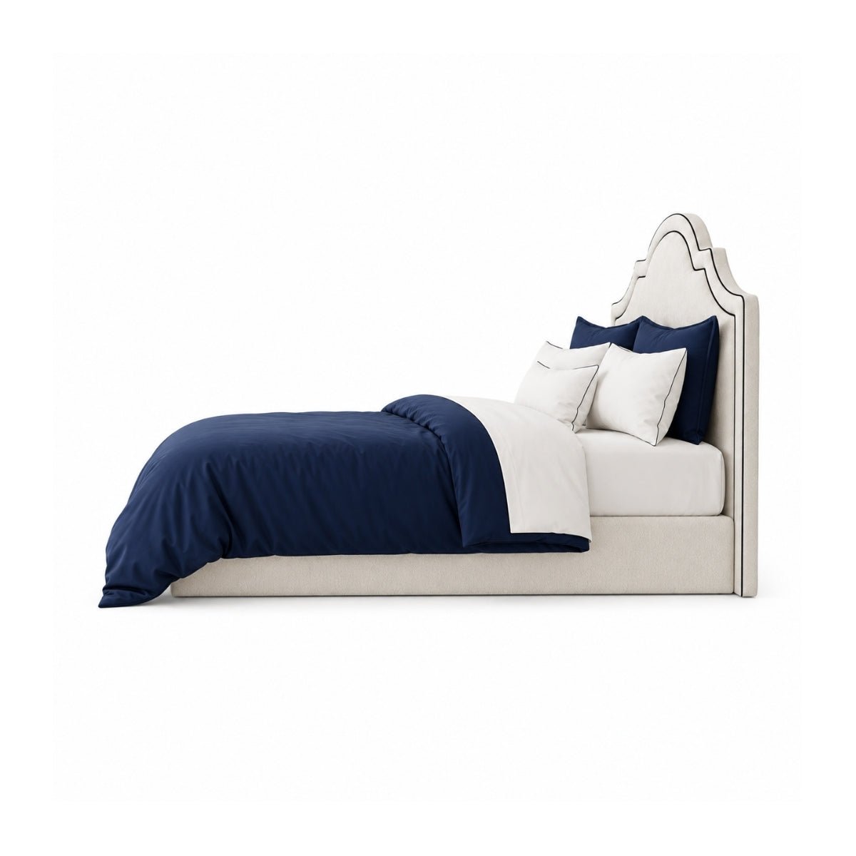 Victorian 100% Solid Wood Upholstered Bed - Beds - Gharaana