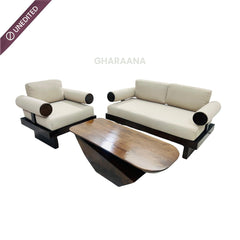 Swiss Wooden Plush Sofa - Armchairs - Gharaana