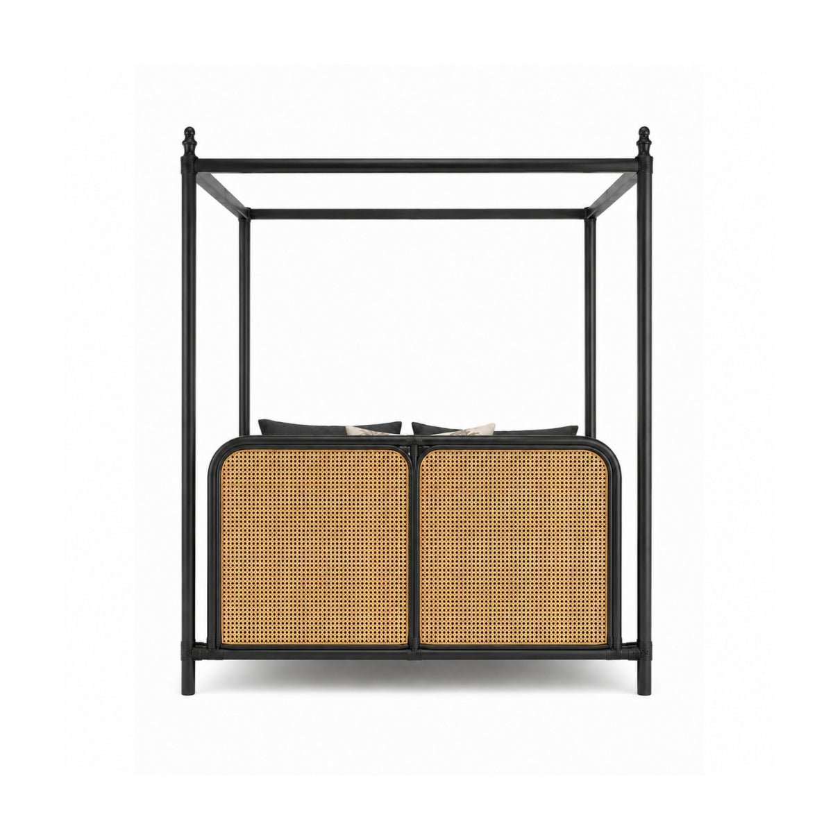Pitalia 100% Solid Wood Cane Poster Bed - Beds - Gharaana