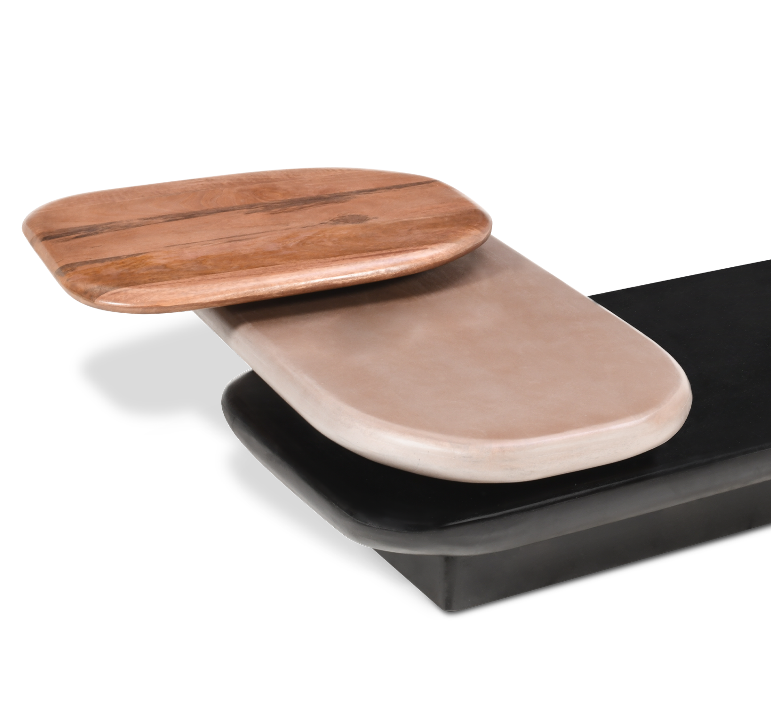 Pebble Wooden Rotating 3-Tier Centre Table