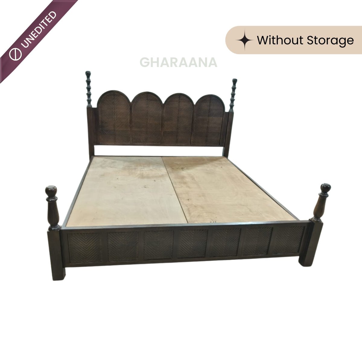 Kavya 100% Solid Wood Bed with Bedside tables - Beds - Gharaana