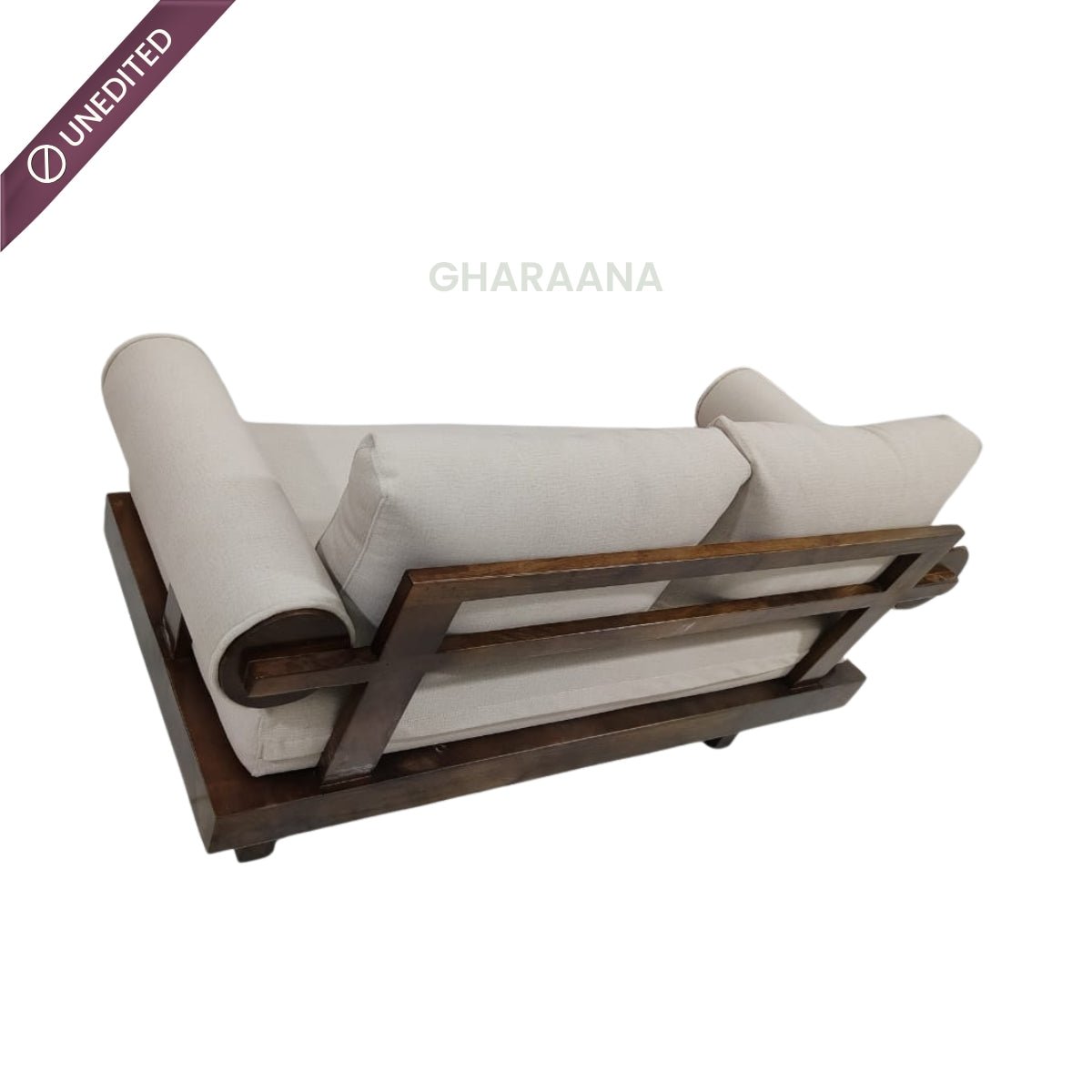Swiss 2-Seater Wooden Plush Sofa - Armchairs - Gharaana