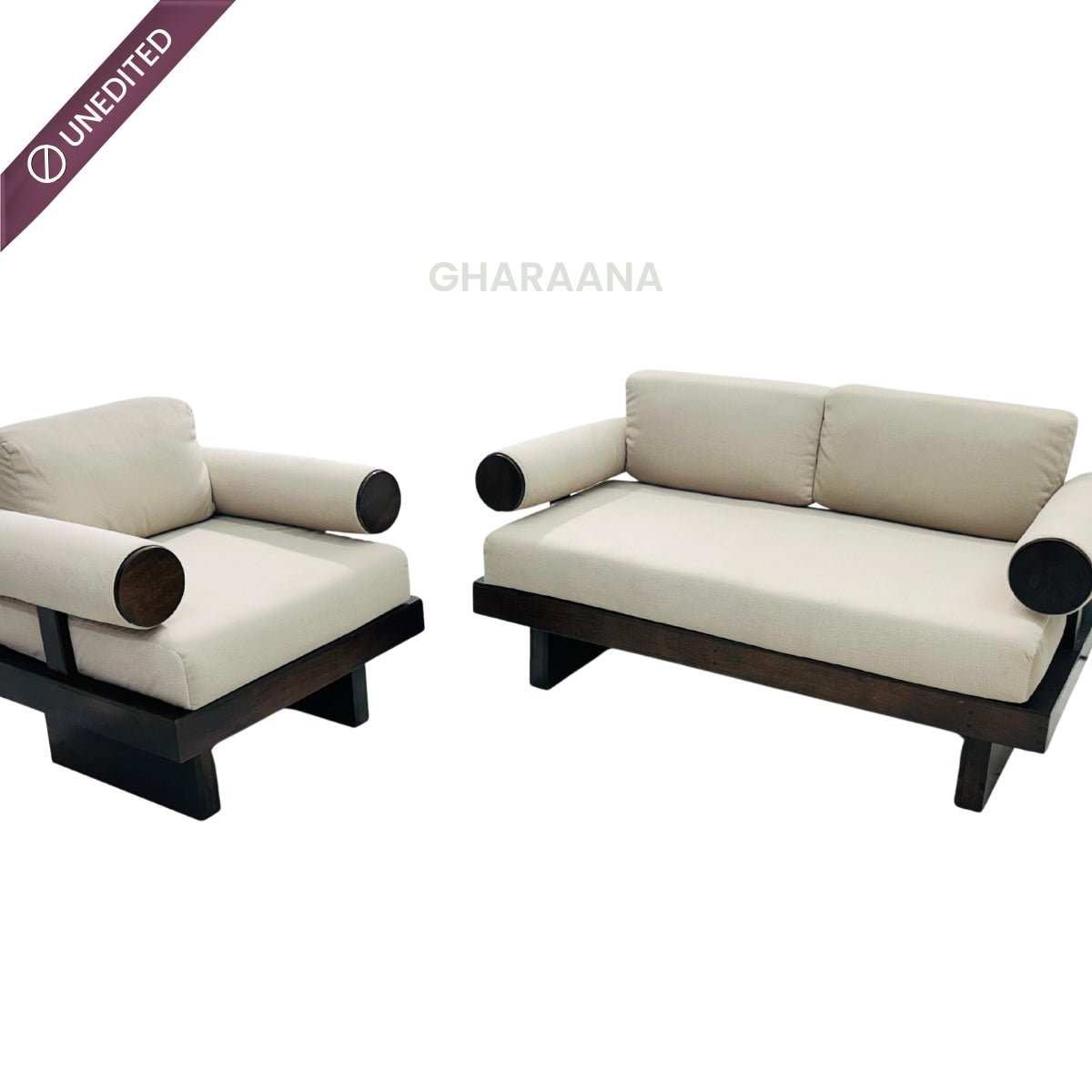 Swiss Wooden Plush Sofa - Armchairs - Gharaana