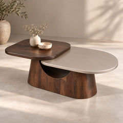 Bruno Solid Wood 2-Tier Center Table - Centre Tables - Gharaana