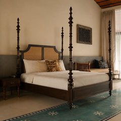 Maison 100% Solid Wood Cane Poster Bed - Beds - Gharaana