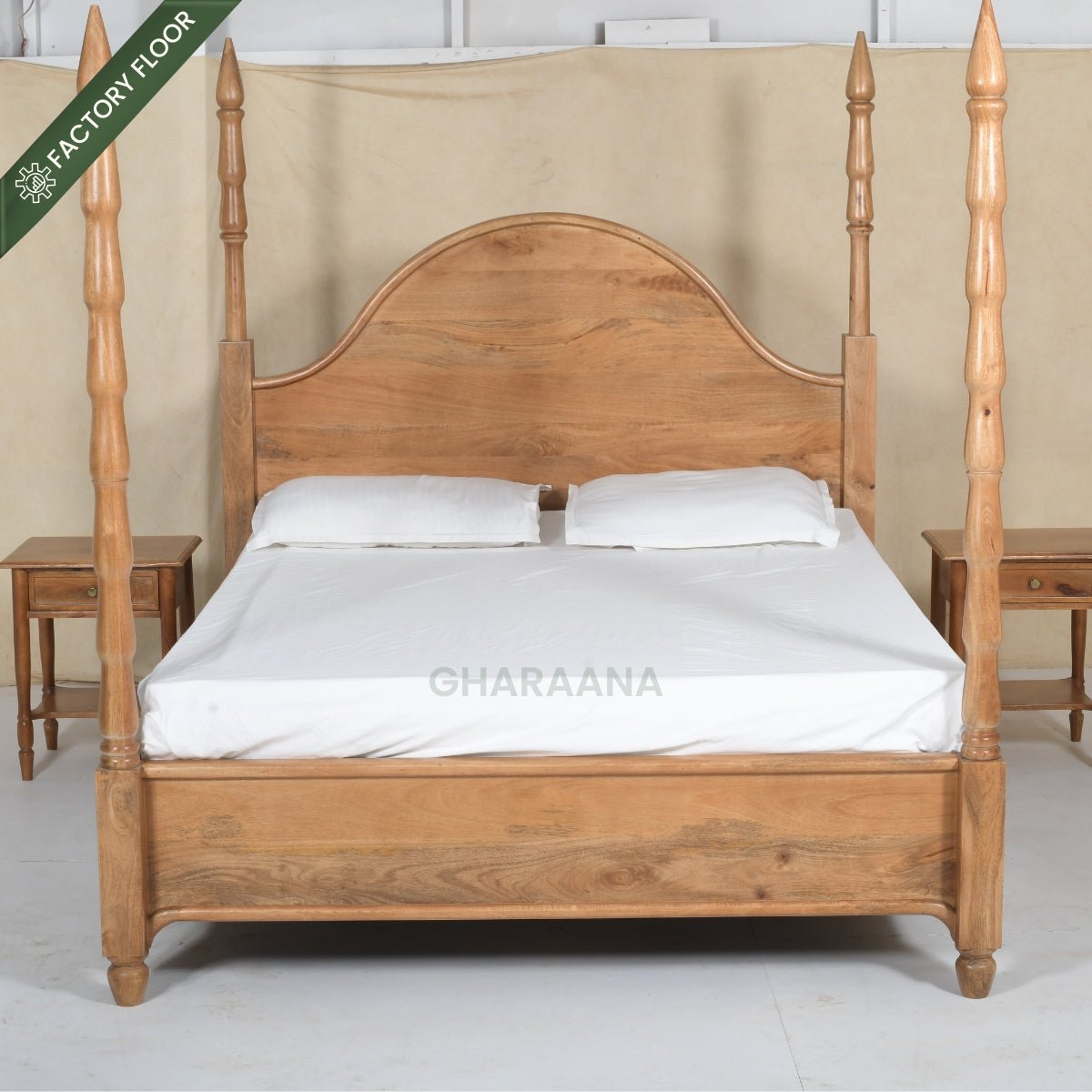 Anaya 100% Solid Wood Poster Bed - Beds - Gharaana