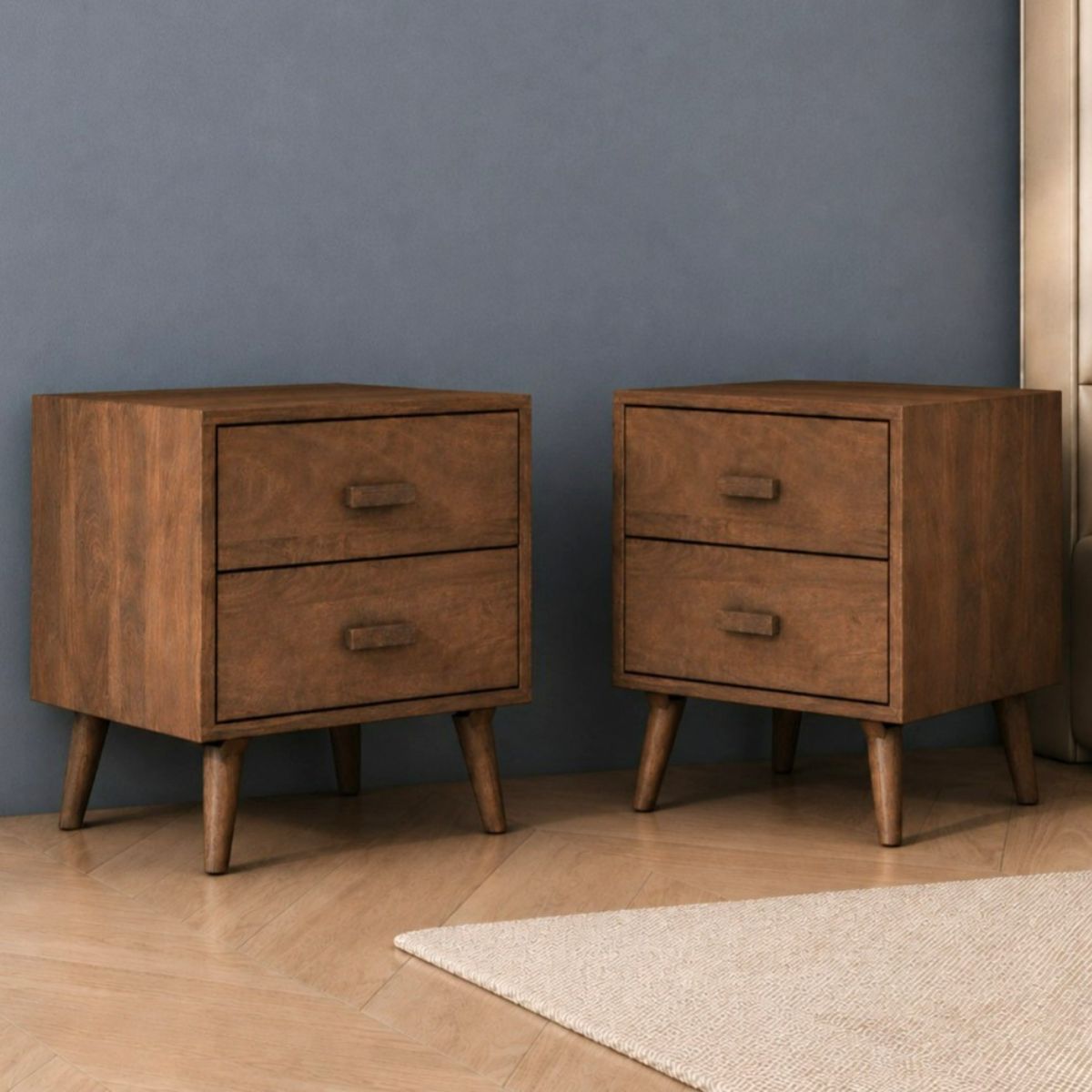 Ellora Wooden Bedside Table - Bedsides - Gharaana