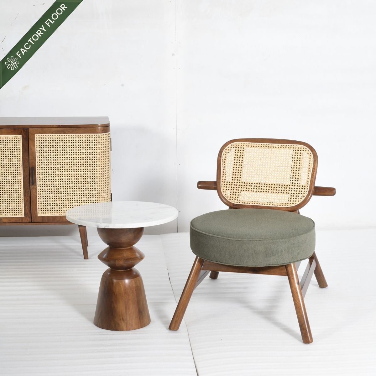 Abby Armchairs with Saaya Side Table Combo (Set of 3) - Armchairs - Gharaana