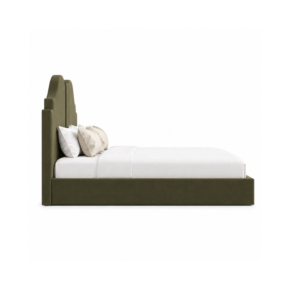 Archie 100% Solid Wood Upholstered Bed