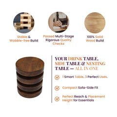 Tulum Wooden Side Table - Side Tables - Gharaana