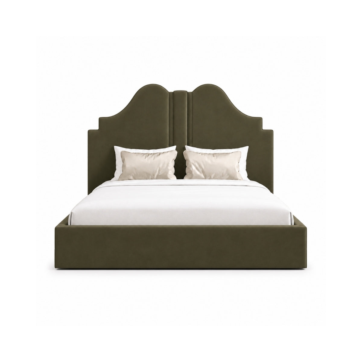 Archie 100% Solid Wood Upholstered Bed