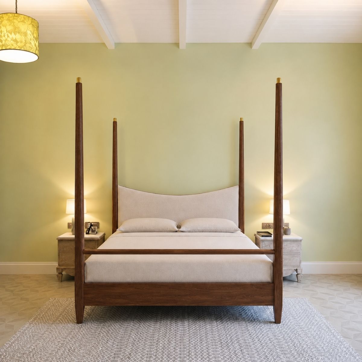 Japandi 100% Solid Wood Poster Bed - Beds - Gharaana