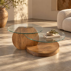 Bunch Glass Top Nesting Centre Table - Centre Tables - Gharaana