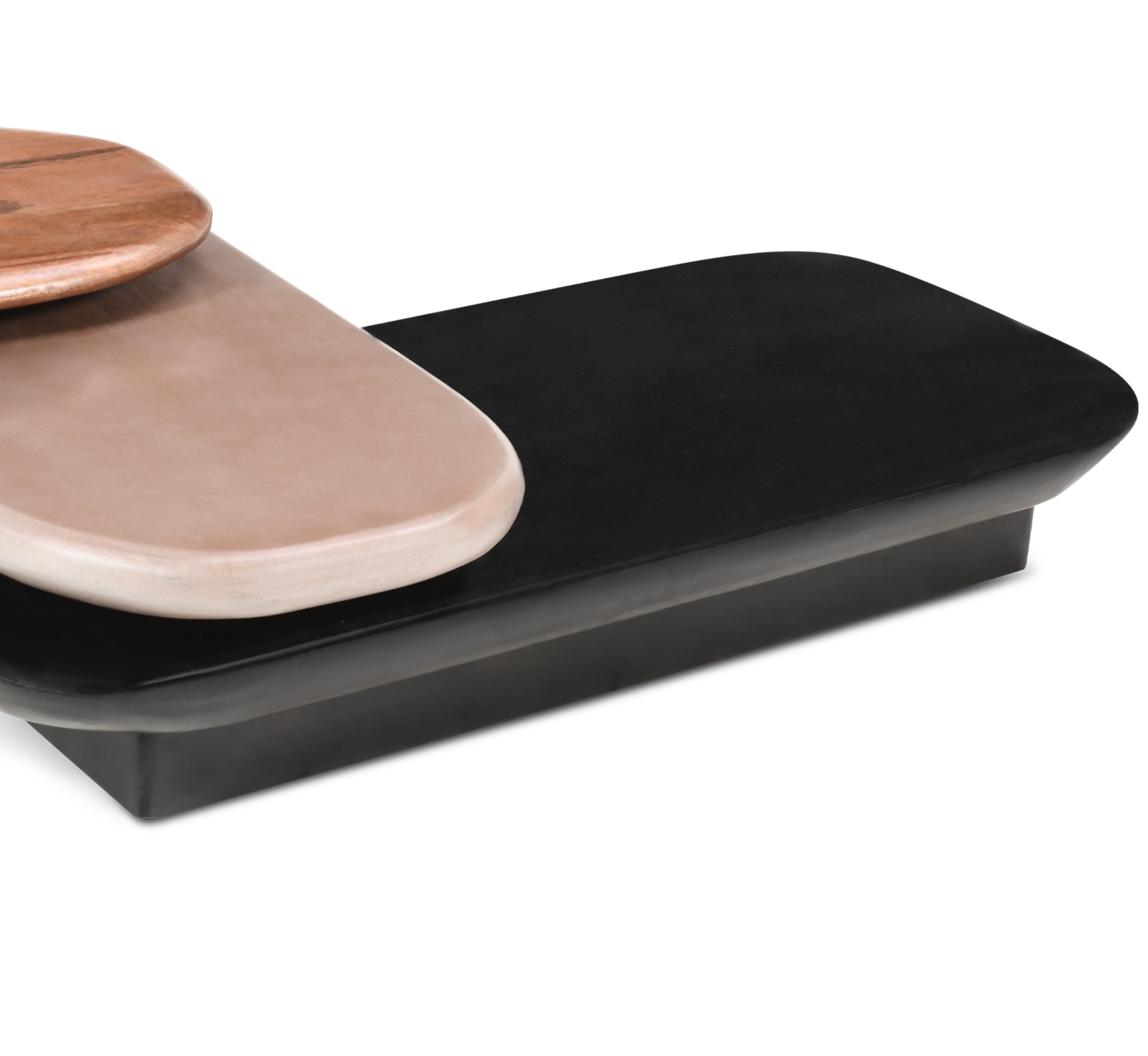 Pebble Wooden Rotating 3-Tier Centre Table