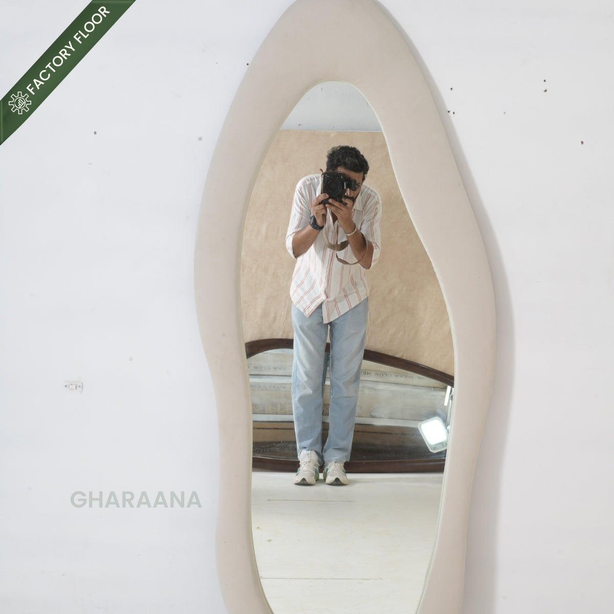 Arth Upholstered 5.5FT Floor Mirror - Mirrors - Gharaana