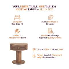 Avo Wooden Bedside Table - Bedsides - Gharaana