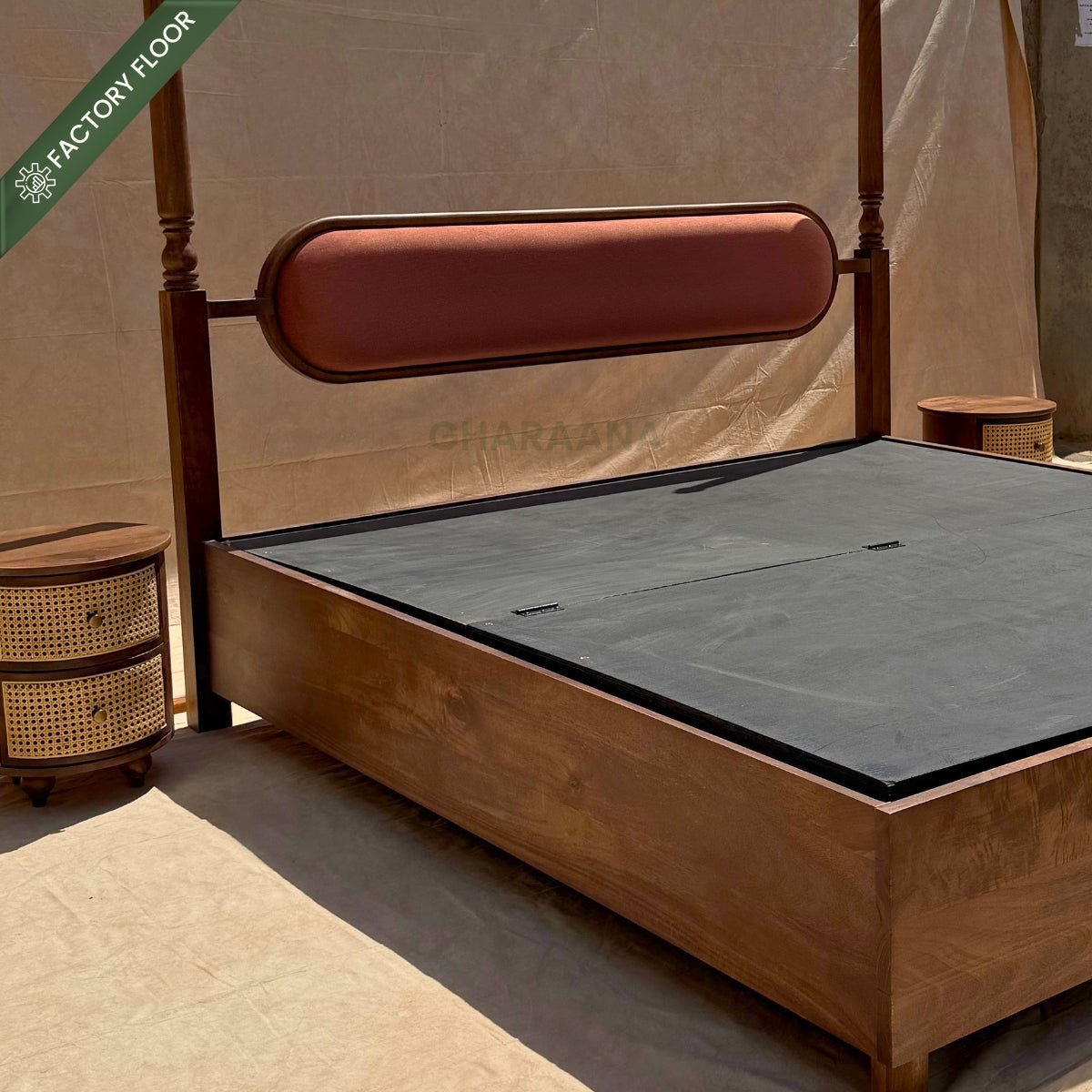 Aqua 100% Solid Wood Bed - Beds - Gharaana