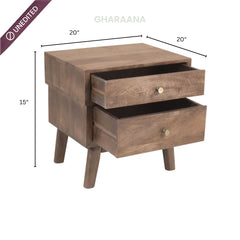 Harvey Wooden Bedside Table - Nightstands - Gharaana
