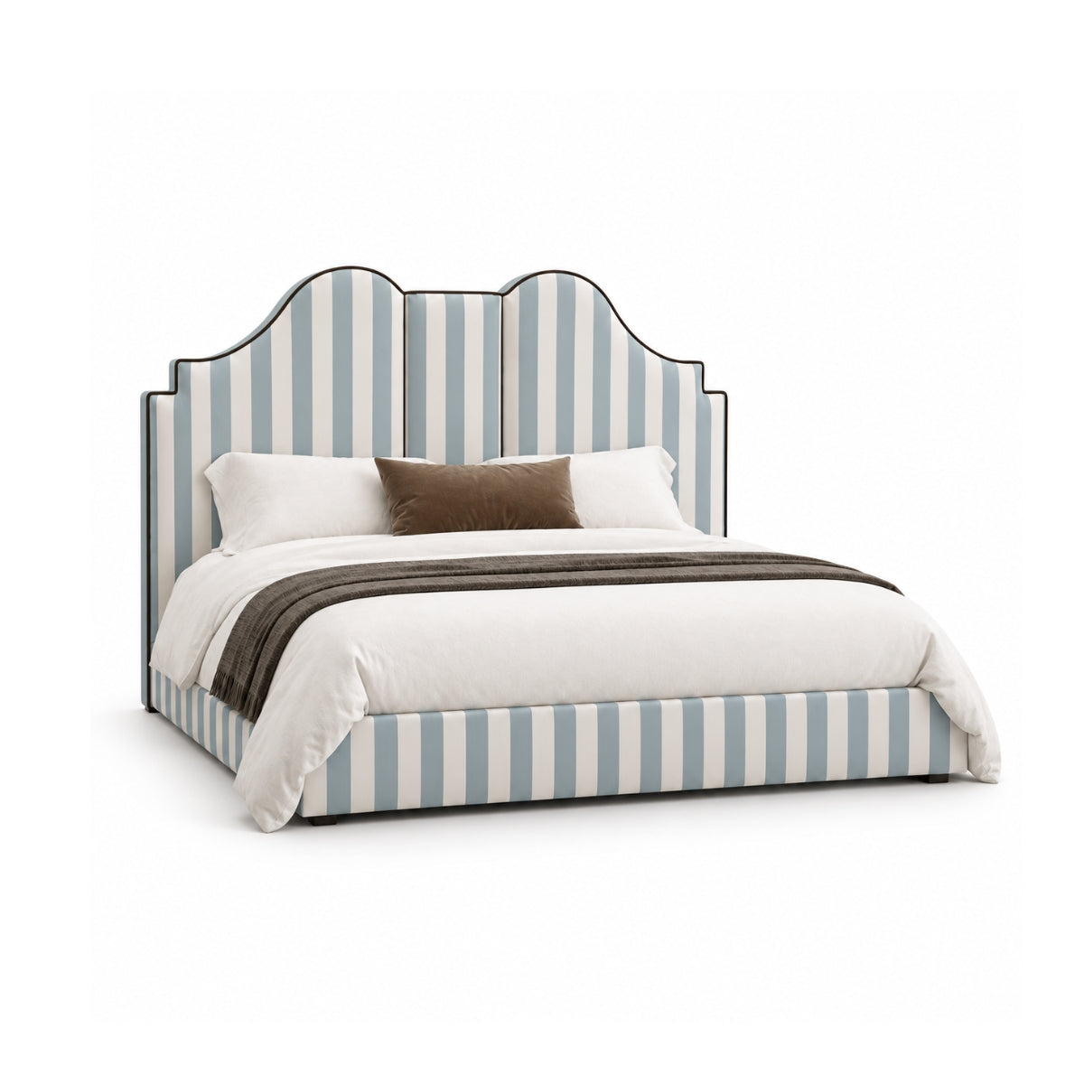 Archie 100% Solid Wood Upholstered Bed