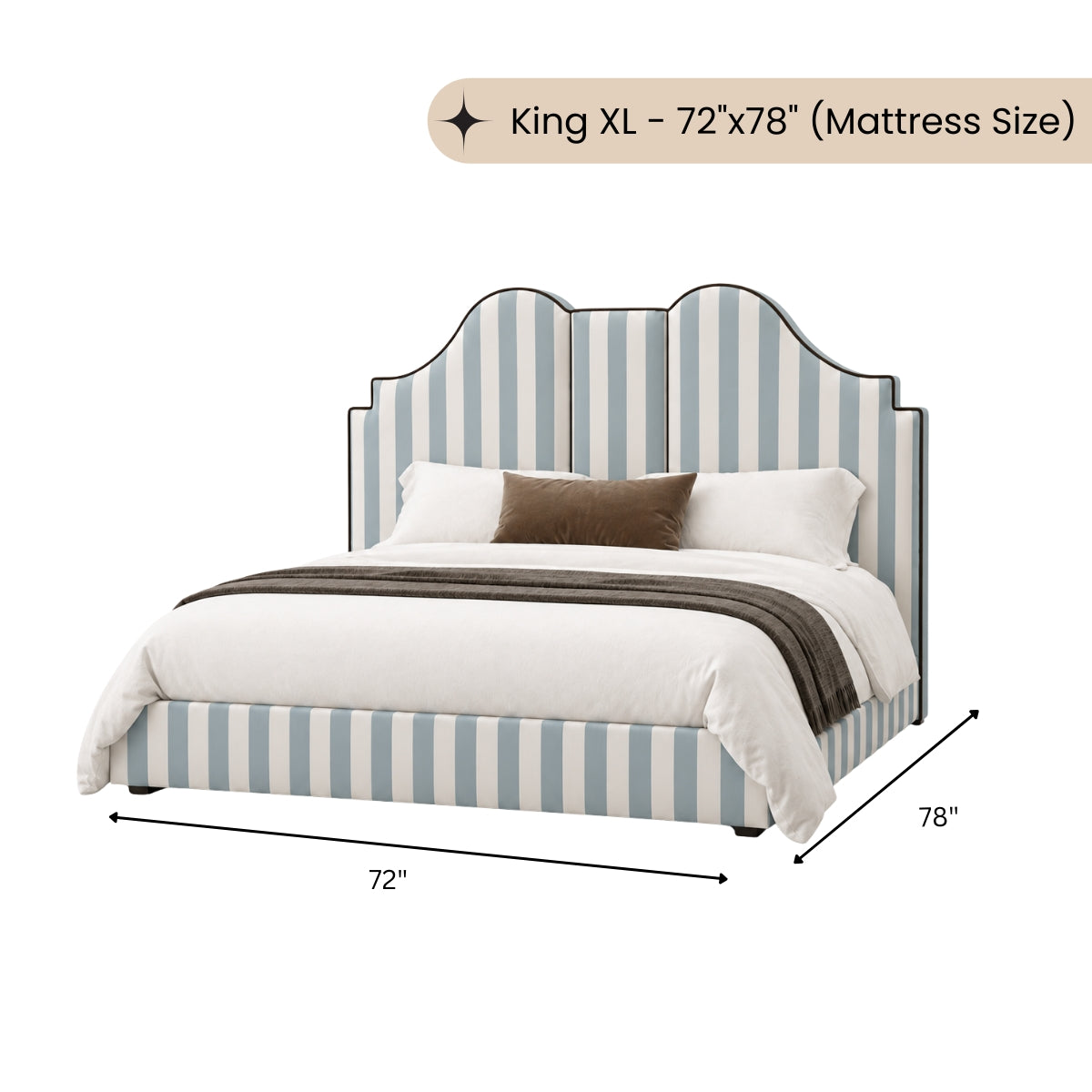 Archie 100% Solid Wood Upholstered Bed
