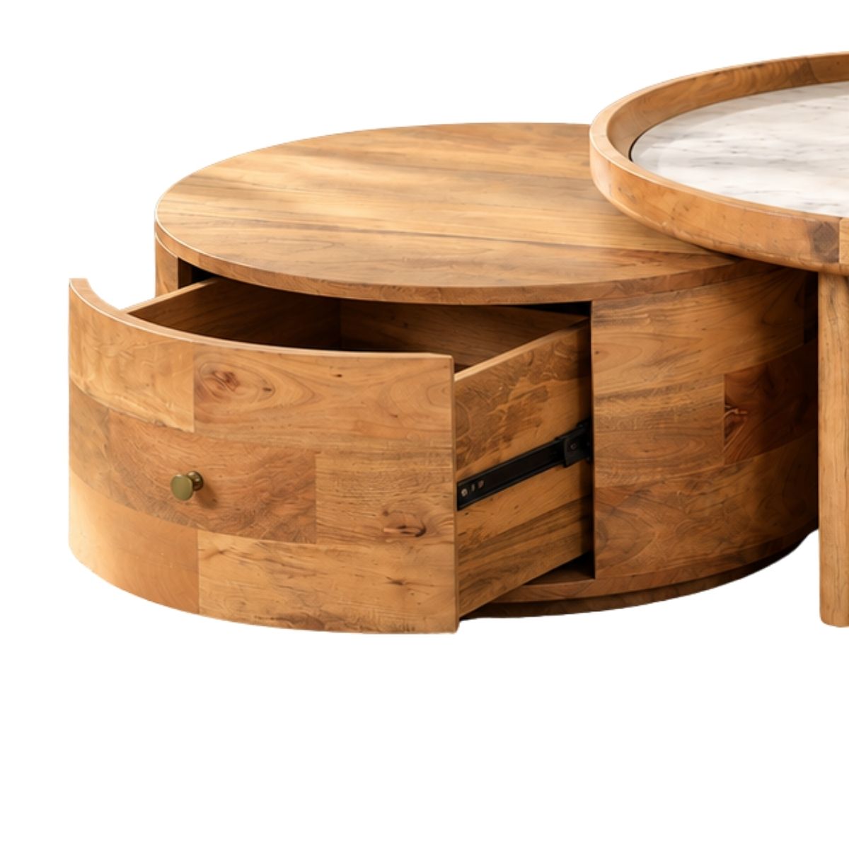 Cara Nesting Storage Solid Wood Centre Table with Seating - Centre Tables - Gharaana