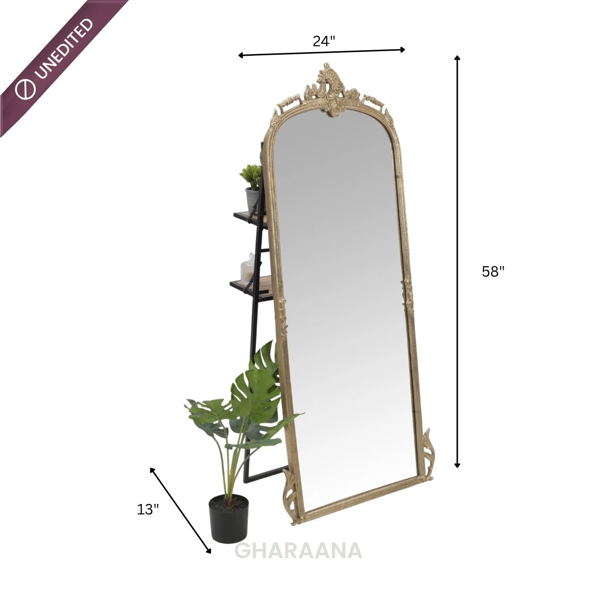 Victorian Arched Full-length Mirror with Stand - Mirrors - Gharaana