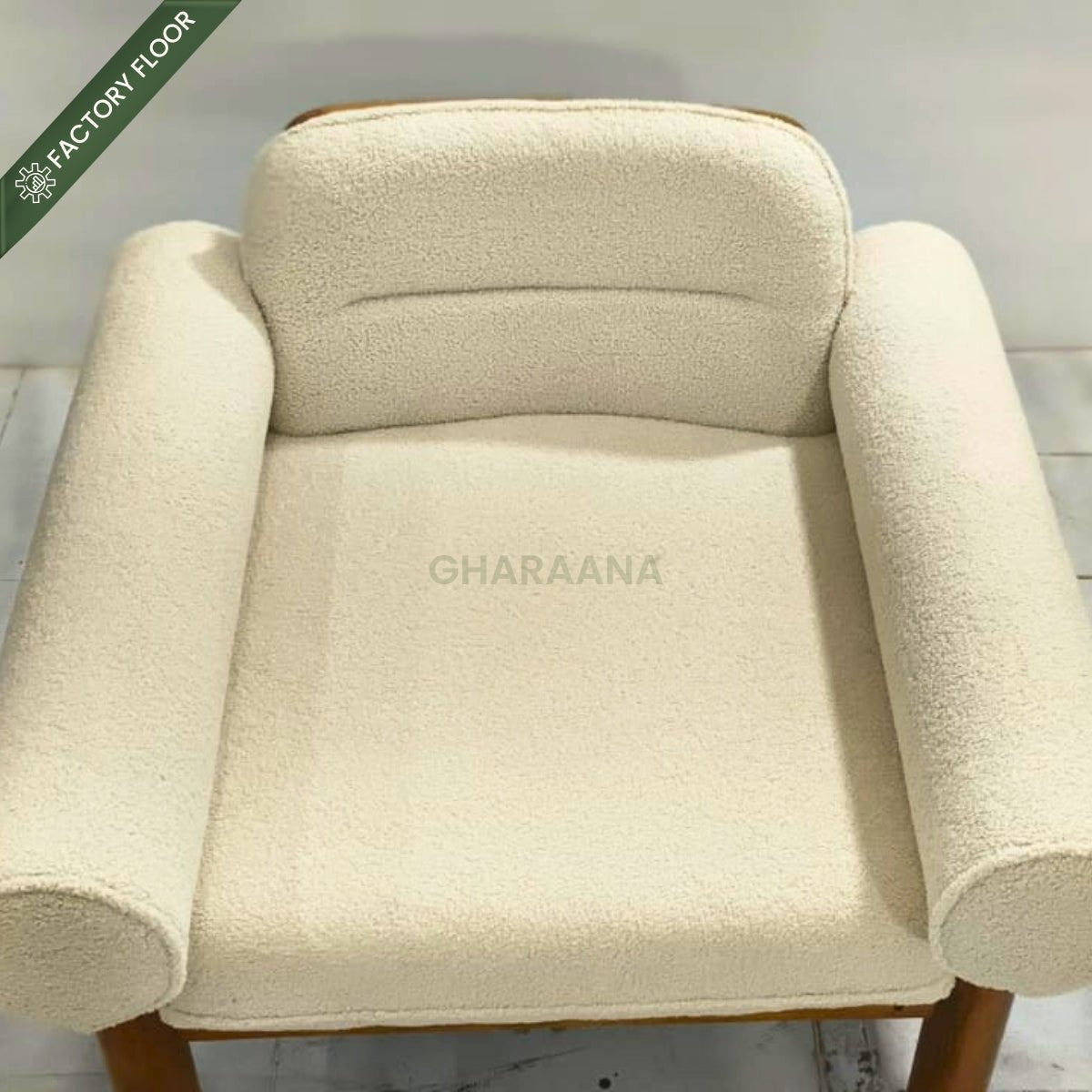 Casa Wooden Plush Armchair - Armchairs - Gharaana