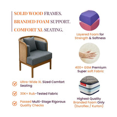 Vuta Cane-Wooden Plush Armchair - Armchairs - Gharaana