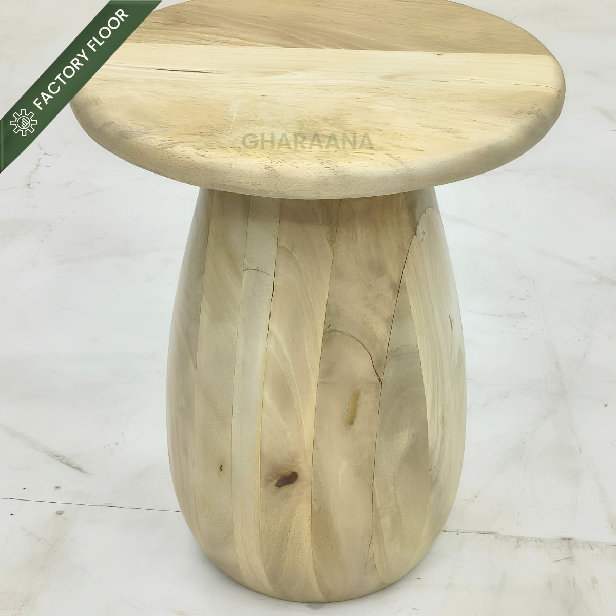 Akira Oval top Solid Wood Center Table & Side Table Combo - Centre Tables - Gharaana