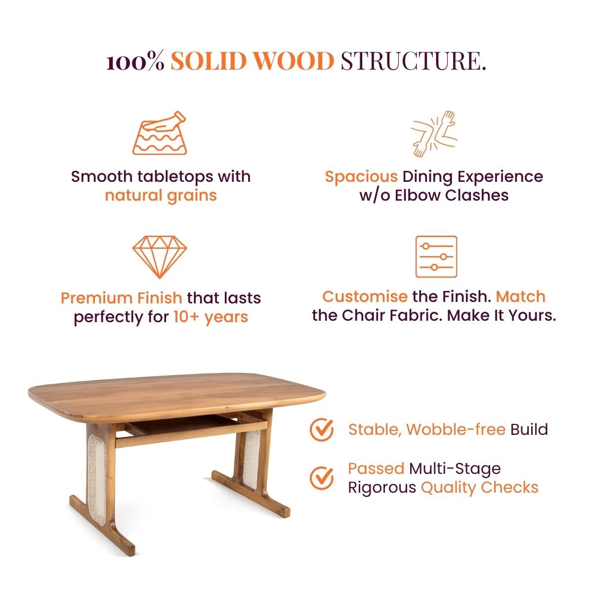 Harmony Wooden Dining Table Set - Dining Set - Gharaana