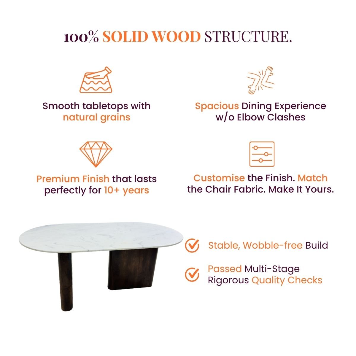 Lok Marble-Top Wooden Dining Table Set - Dining Set - Gharaana